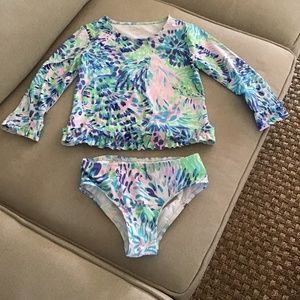 Lilly Pulitzer girls size 6 bathing suit 2 piece long sleeve swimsuit shirt